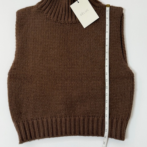 DELUC George Sleeveless Mock Neck Sweater Chocolate Size S - Picture 5 of 10